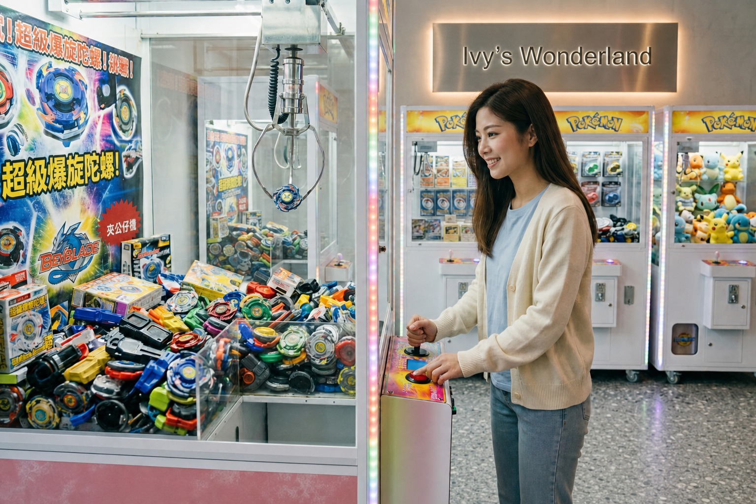 Ivy’s Wonderland 夾公仔機：爆旋陀螺機同 Pokémon 卡機並排